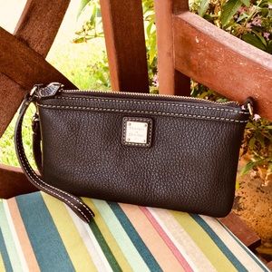 Dooney & Bourke Brown Leather Pebble Wristlet